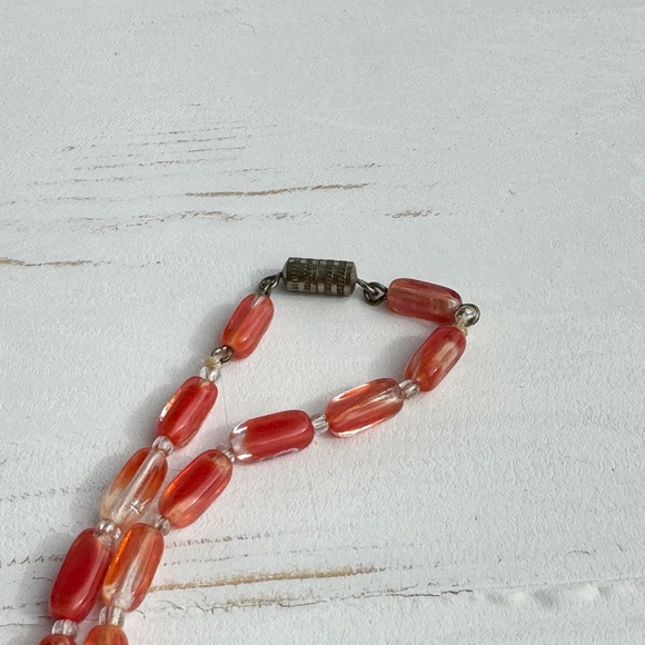 Vintage Red Givre Glass Elongated Beaded Necklace 30” Single Strand - Picture 14 of 16